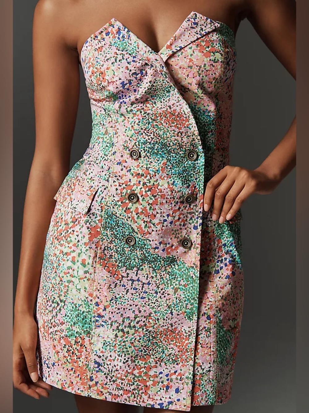 Maeve Strapless Blazer Shift Mini Dress - Picture 2 of 12
